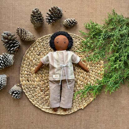 Single Doll - Manoj - Cotton Fabric Toy - Deep | Verified Sustainable Role & Pretend Play Toys on Brown Living™