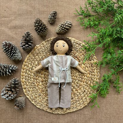 Single Doll - Manoj - Cotton Fabric Toy - Warm | Verified Sustainable Role & Pretend Play Toys on Brown Living™