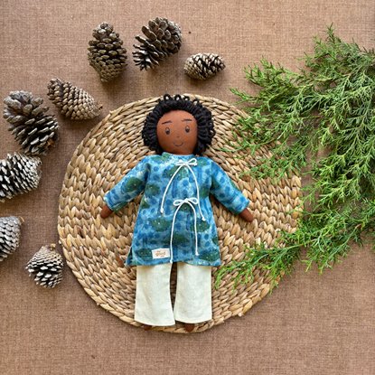 Single Doll - Rajat - Cotton Fabric Toy - Deep | Verified Sustainable Role & Pretend Play Toys on Brown Living™