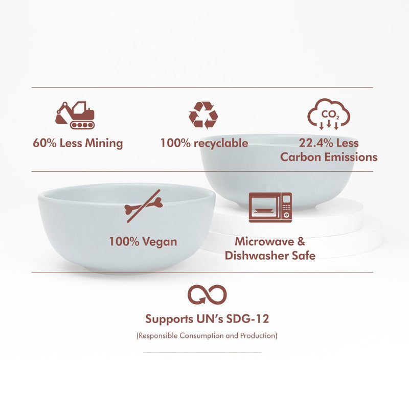 Sky - Recycled Ceramic Bowls | Set of 2 | Verified Sustainable Cups & Saucers on Brown Living™