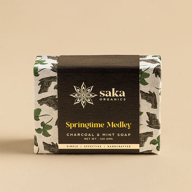 Springtime Medley | Handmade Charcoal & Mint Soap with Exfoliating Scrub (120gm) | Verified Sustainable Body Soap on Brown Living™