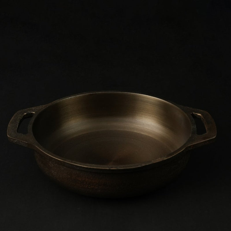 Super Smooth Handmade Cast Iron Flat Bottom Kadai | Verified Sustainable Cookware on Brown Living™