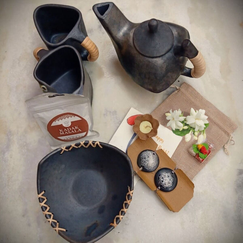 Sustainable Longpi & Nizamabad Black Pottery Luxury Rakhi Gift Hamper | Verified Sustainable Rakhi on Brown Living™