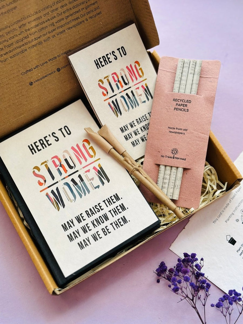 Sustainable Stationery Box for Her | Womens Day Hamper | Verified Sustainable Art & Craft Supplies on Brown Living™