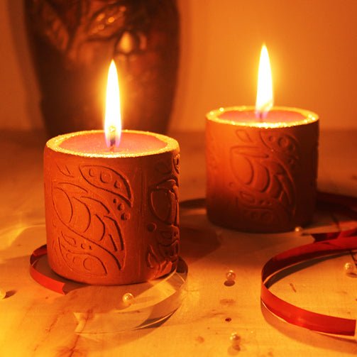 Terracotta Designer Cylinder Perfumed Candle / Reusable Candle Holder - Set of 4 | Verified Sustainable Candles & Fragrances on Brown Living™