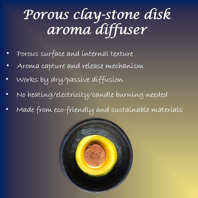 Terracotta Disk Aroma Diffuser with Clay Bowl | Blue - Citrus Fresh Fragrance | Verified Sustainable Candles & Fragrances on Brown Living™