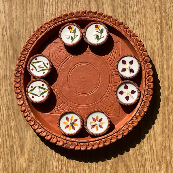 Terracotta Diyas - Small Set of 8 | Verified Sustainable Candles & Fragrances on Brown Living™