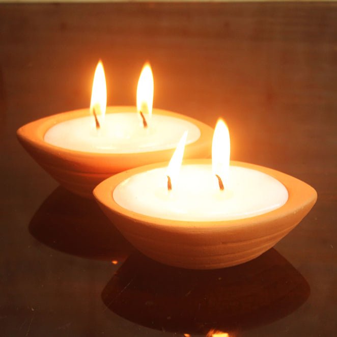 Terracotta Pot Boat Festive Candle for Diwali / Puja | Set of 6 | Verified Sustainable Candles & Fragrances on Brown Living™