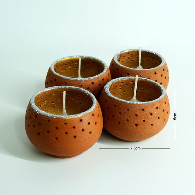 Terracotta Pot Dome Candle Holders | Set of 4 + 4 Complimentary Candles | Verified Sustainable Candles & Fragrances on Brown Living™