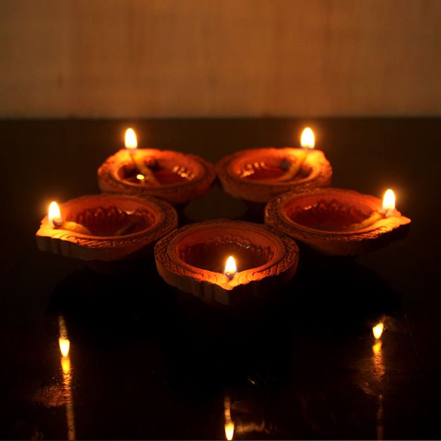 Terracotta Small Motif Diya (Set of 25) | Verified Sustainable Pooja Needs on Brown Living™