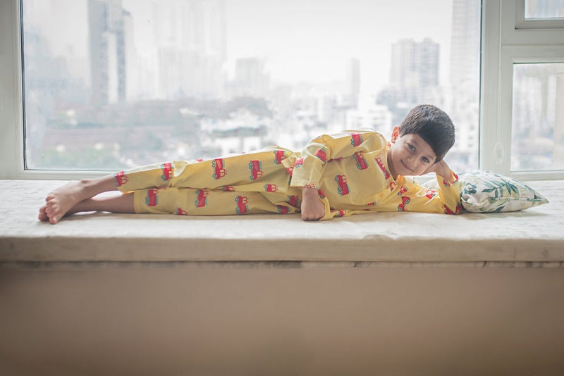 The Fire Fighter Truck - Unisex Kids Cotton Nightwear | Verified Sustainable Kids Pyjamas on Brown Living™