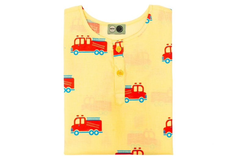 The Fire Fighter Truck - Unisex Kids Cotton Nightwear | Verified Sustainable Kids Pyjamas on Brown Living™