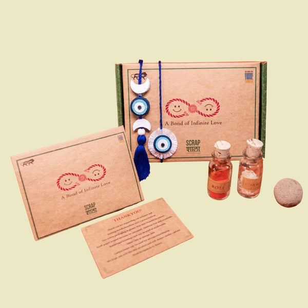 The Nazarbattu Sibling Box - Plantable Rakhi and Lumba Set with Roli - Chawal & Greeting Card | Verified Sustainable Rakhi on Brown Living™