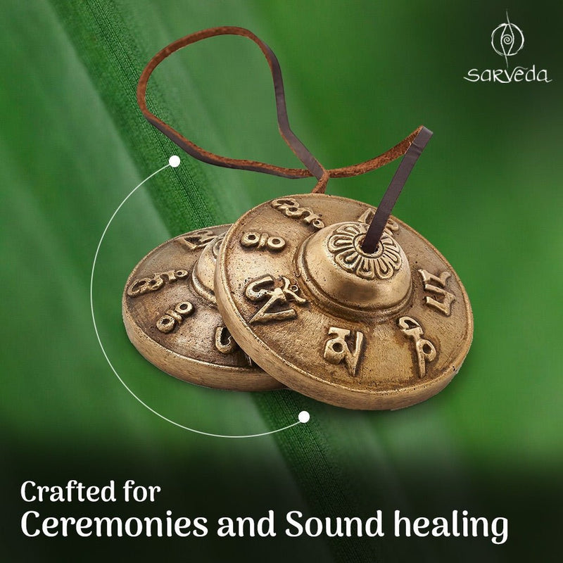 Tingsha Bells - Mantra - 2.5 inches | Verified Sustainable Musical Instruments on Brown Living™