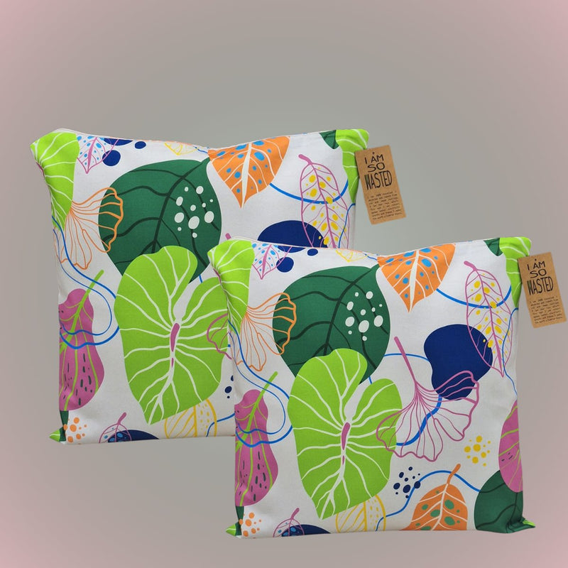 Tropical Leaves - Recycled Polycotton Cushion Covers - Pack of 2 | Verified Sustainable Covers & Inserts on Brown Living™