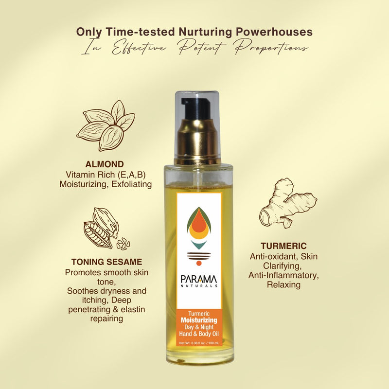 Turmeric Moisturizing Hand & Body Oil for Mild Sun Protection - 100ml | Verified Sustainable Body Oil on Brown Living™