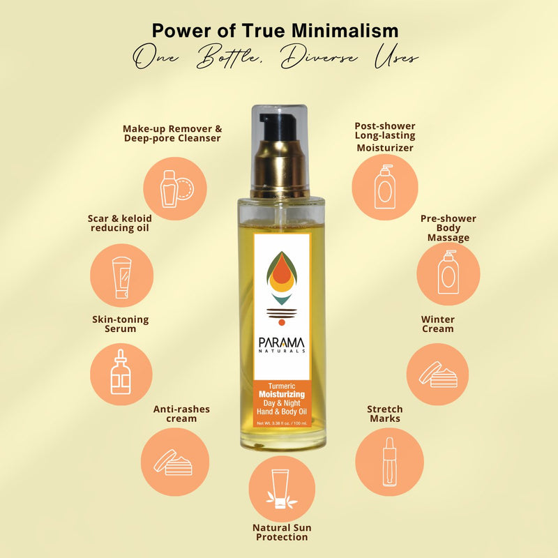 Turmeric Moisturizing Hand & Body Oil for Mild Sun Protection - 100ml | Verified Sustainable Body Oil on Brown Living™