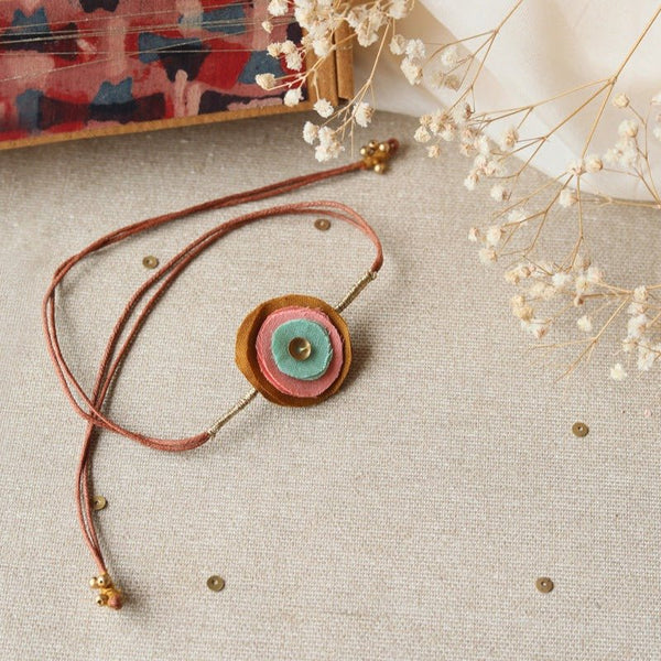 Upcycled Fabric Artisanal Rakhi | Multicolor Circles | Verified Sustainable Rakhi on Brown Living™