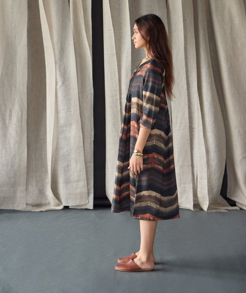 Valley Paint Flowy Silk Dress - Black | Verified Sustainable Womens Dress on Brown Living™