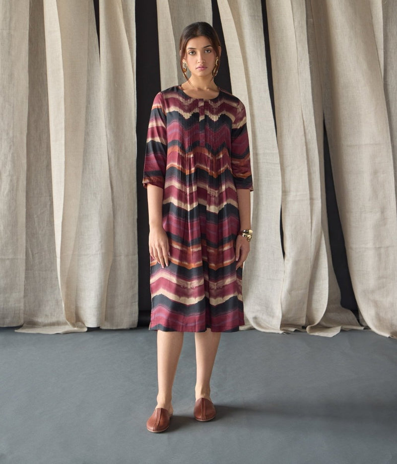 Valley Paint Flowy Silk Dress - Maroon | Verified Sustainable Womens Dress on Brown Living™