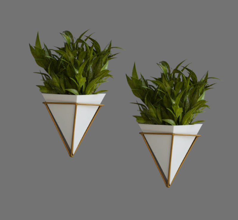 Wall Hanging Pots for Plants | White Pyramid - Pack of 2 | Verified Sustainable Pots & Planters on Brown Living™