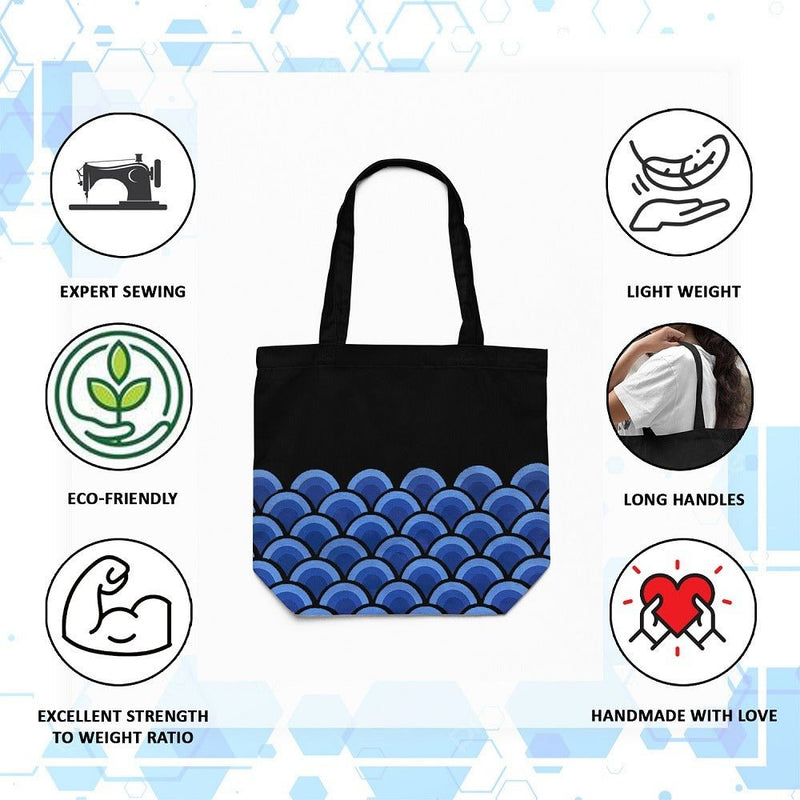 Wave Black - 100% Cotton Canvas Sustainable Tote Bag with Zip | Verified Sustainable Tote Bag on Brown Living™