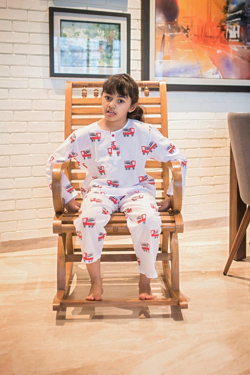 Whirly Cement Mixer - Unisex Kids Cotton Nightwear | Verified Sustainable Kids Pyjamas on Brown Living™