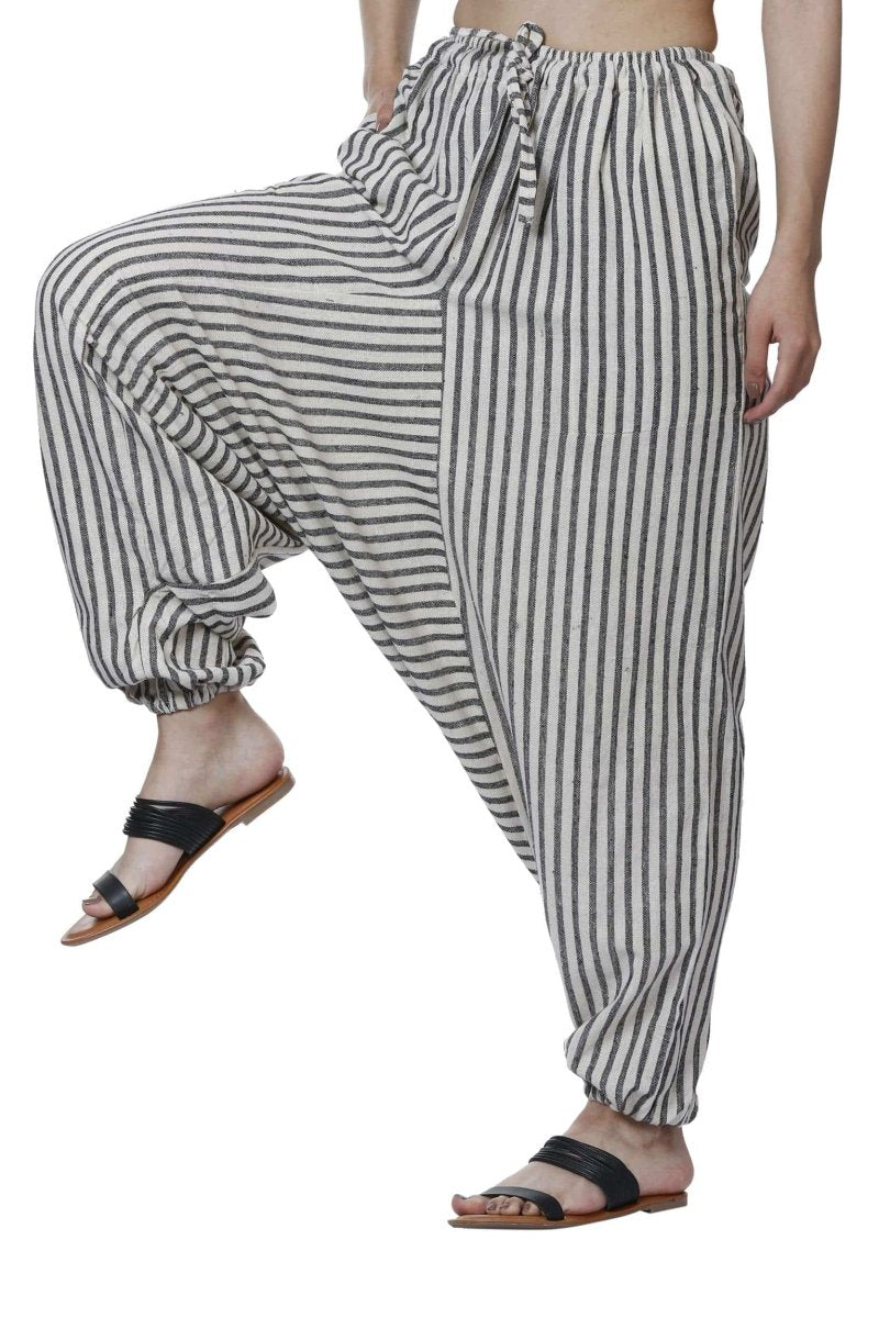 Women's Lounge Pant | White Stripes | Free Size | Verified Sustainable Womens Pants on Brown Living™