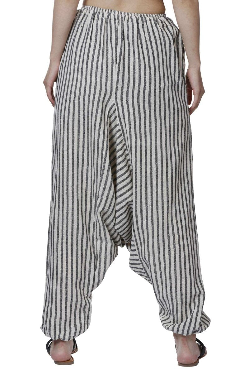 Women's Lounge Pant | White Stripes | Free Size | Verified Sustainable Womens Pants on Brown Living™