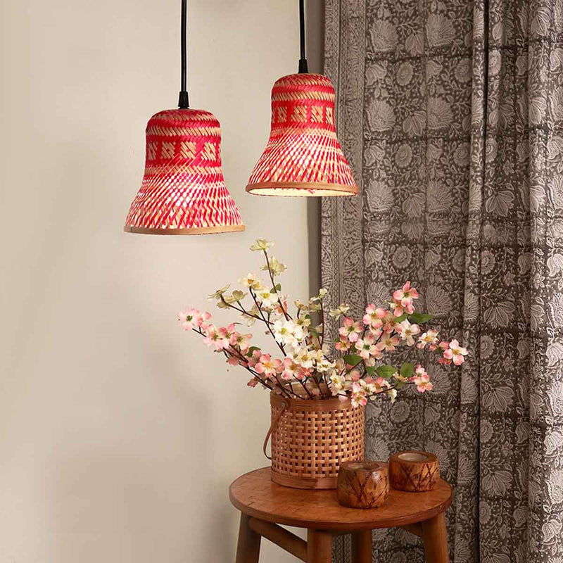 Bamboo Bell Lamp - Set of 2 - Red