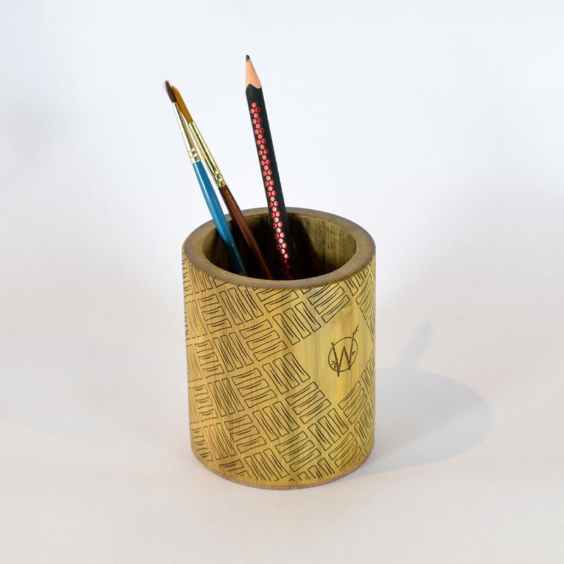 Crosshatch Bamboo Pen Stand