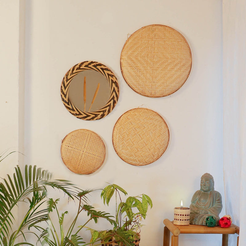 Bamboo Handwoven Mirror - Black