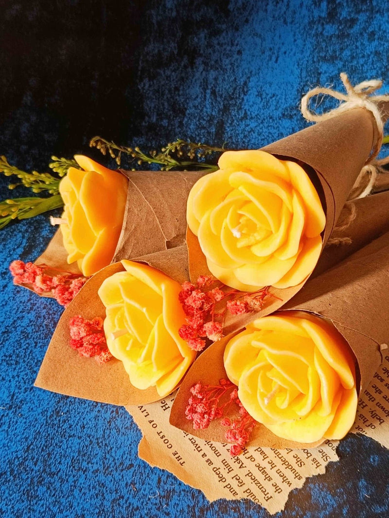 Yellow Rose Soywax Candle Flower Bouquet (Sweet Patchouli) | Verified Sustainable Candles & Fragrances on Brown Living™