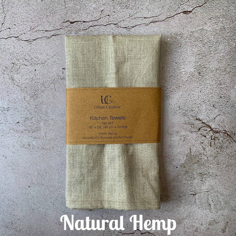 Buy Kitchen Towels Set of 2 (18"x27" / 45x68 cm) 100% Hemp | Shop Verified Sustainable Kitchen Linens on Brown Living™