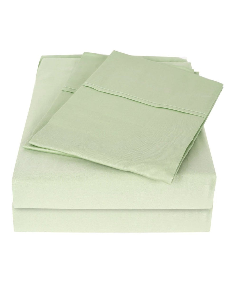 Buy 100% Pure Cotton Plain Satin Celadon Green Bedsheet Set | Shop Verified Sustainable Bed Linens on Brown Living™