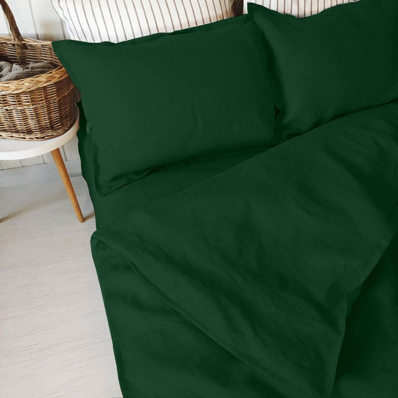 Buy 100% Pure Linen Jo Green Luxury Bedsheet Set | Shop Verified Sustainable Bed Linens on Brown Living™