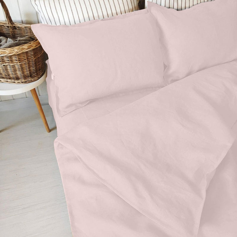 Buy 100% Pure Linen Pale Pink Luxury Bedsheet Set | Shop Verified Sustainable Bed Linens on Brown Living™