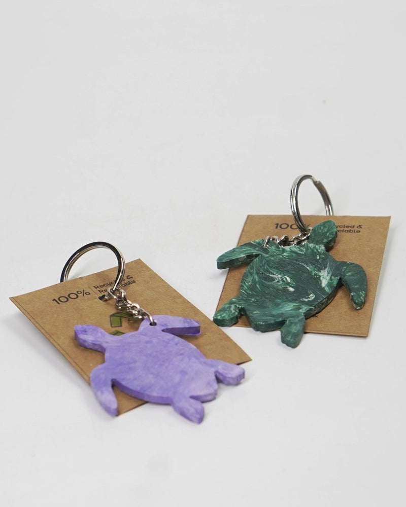 100% Recycled Turtle Key Chains- Forest Green & Purple- Set of 2 | Verified Sustainable Travel Accessories on Brown Living™