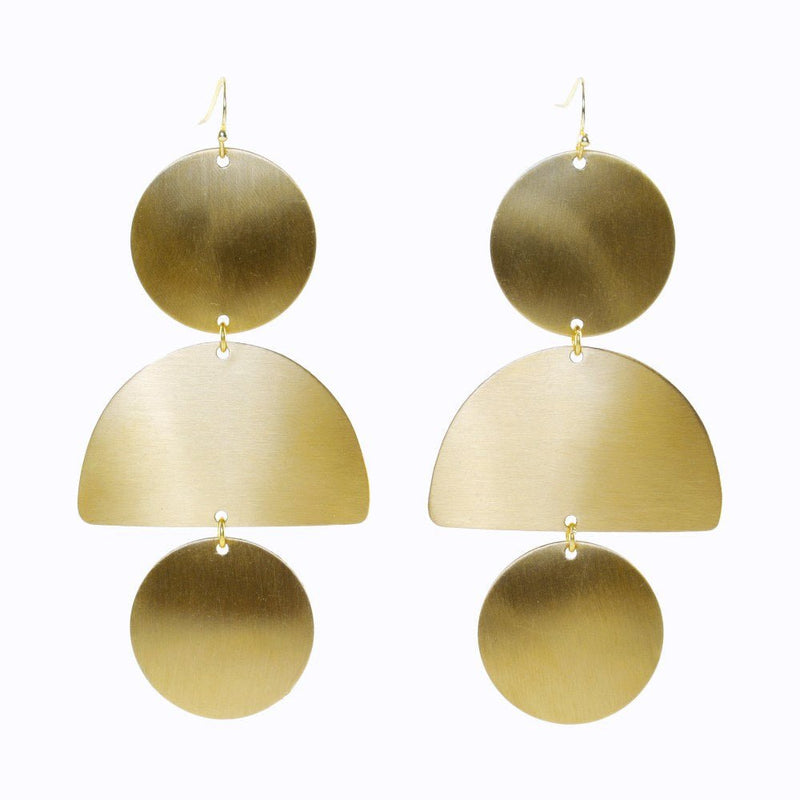 Buy 3-Step Brass Textured Earrings | Shop Verified Sustainable Womens earrings on Brown Living™