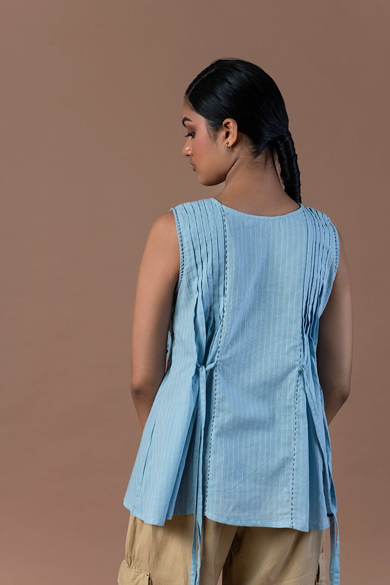 Buy Aasmani Pleated Organic Cotton Top | Shop Verified Sustainable Products on Brown Living