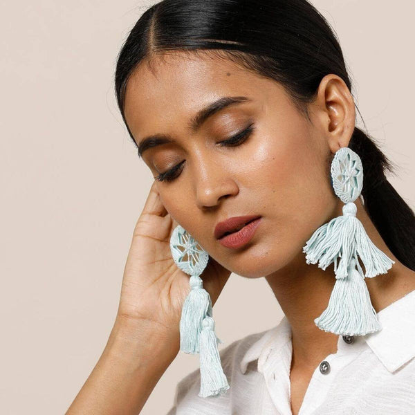 Buy Aayat Ice Blue Handmade Earrings | Shop Verified Sustainable Womens Earrings on Brown Living™