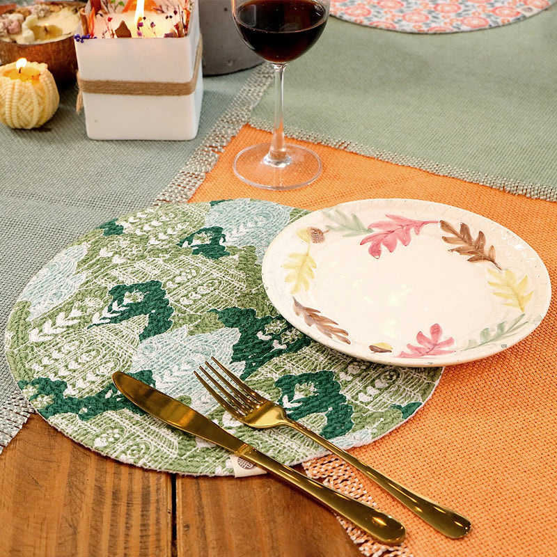 Buy Abstract Green Round Mat - Set of 2 | Shop Verified Sustainable Table Linens on Brown Living™