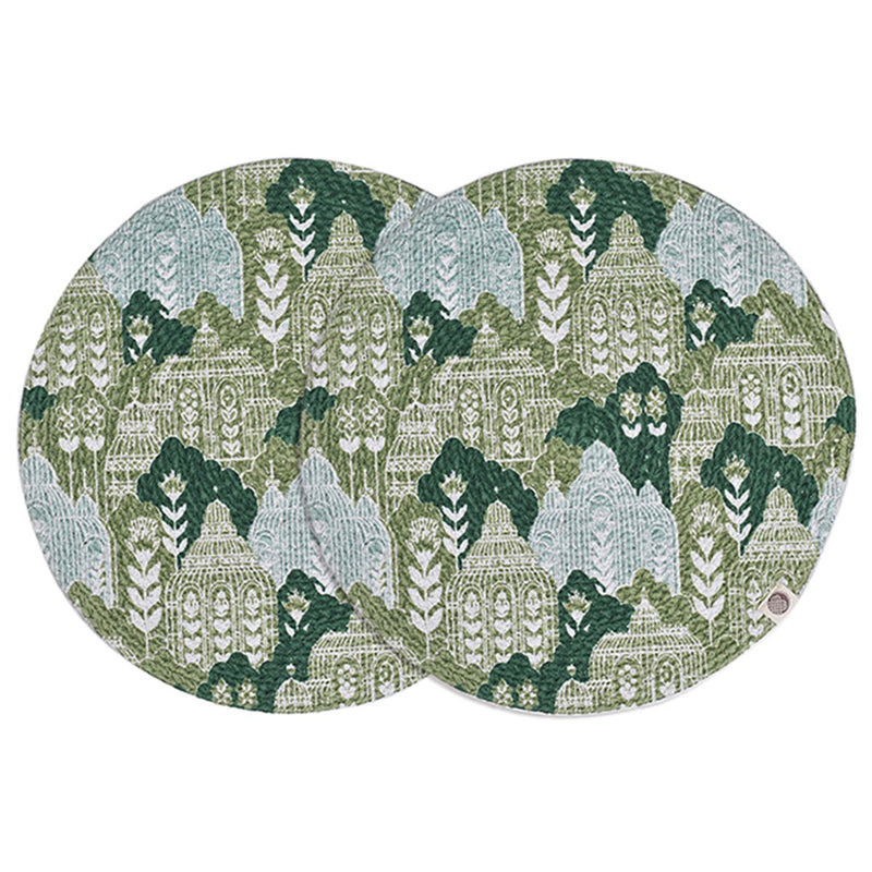 Buy Abstract Green Round Mat - Set of 2 | Shop Verified Sustainable Table Linens on Brown Living™