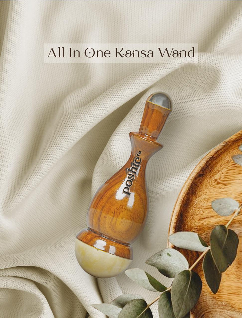 All-In-One Kansa Wand | Improved Product Absorption, Blood Circulation, pH Balance, Lymphatic Drainage, Skin Elasticity, Stress Reliving | Verified Sustainable Massager on Brown Living™