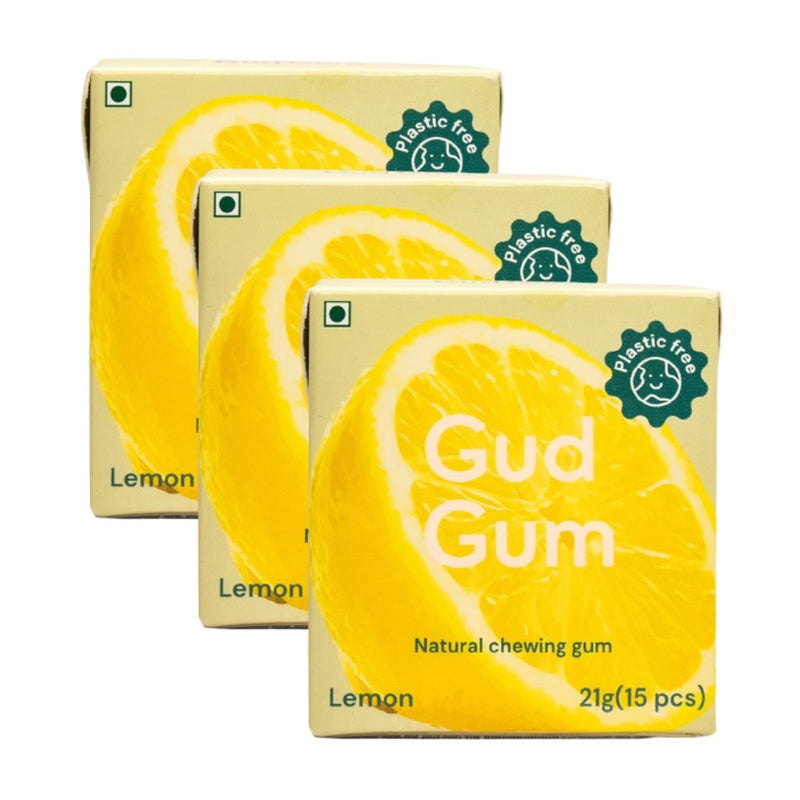 Buy All Natural Chewing Gums - Lemon | 21g x 3 | Pack of 3  (Each pack contains 15 chewing gums) | Shop Verified Sustainable Confectionaries on Brown Living™