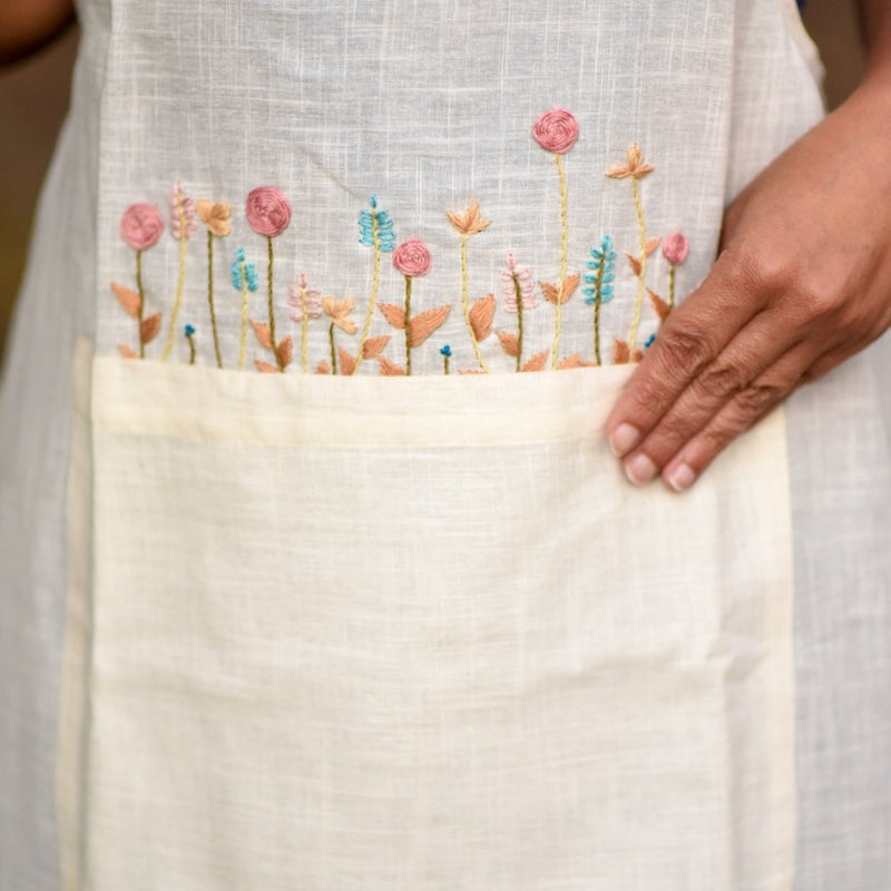 Buy Aadhira Cream Apron | Shop Verified Sustainable Kitchen Linens on Brown Living™