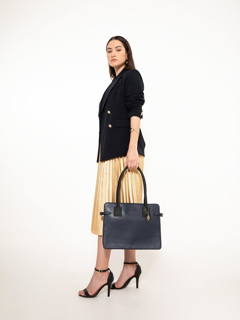 Buy Aranyani (Navy Blue and Black) | Women's bag made with Cactus Leather | Shop Verified Sustainable Womens Bag on Brown Living™