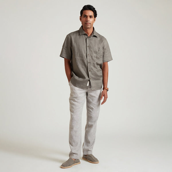 Buy Arthur Organic Linen Half Sleeve Shirt | Shop Verified Sustainable Products on Brown Living