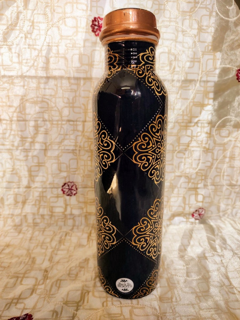 Buy Ayurvedic Copper Bottle | Printed I Black | 1 Ltr. | Shop Verified Sustainable Bottles & Sippers on Brown Living™