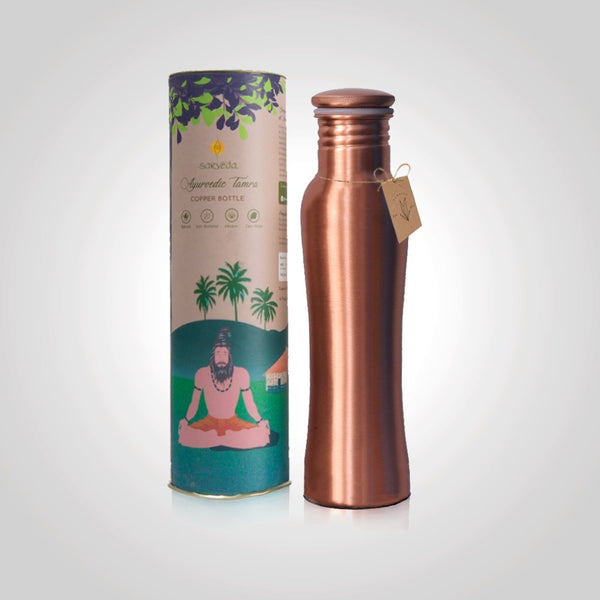 Buy Ayurvedic Curved Copper Bottle Plain - 1 Litre | Sleek Style | Shop Verified Sustainable Bottles & Sippers on Brown Living™